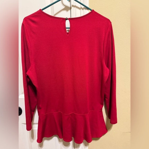Lauren Ralph Lauren Red Long Sleeve Shirt Ruffle Sz L - Picture 2 of 9